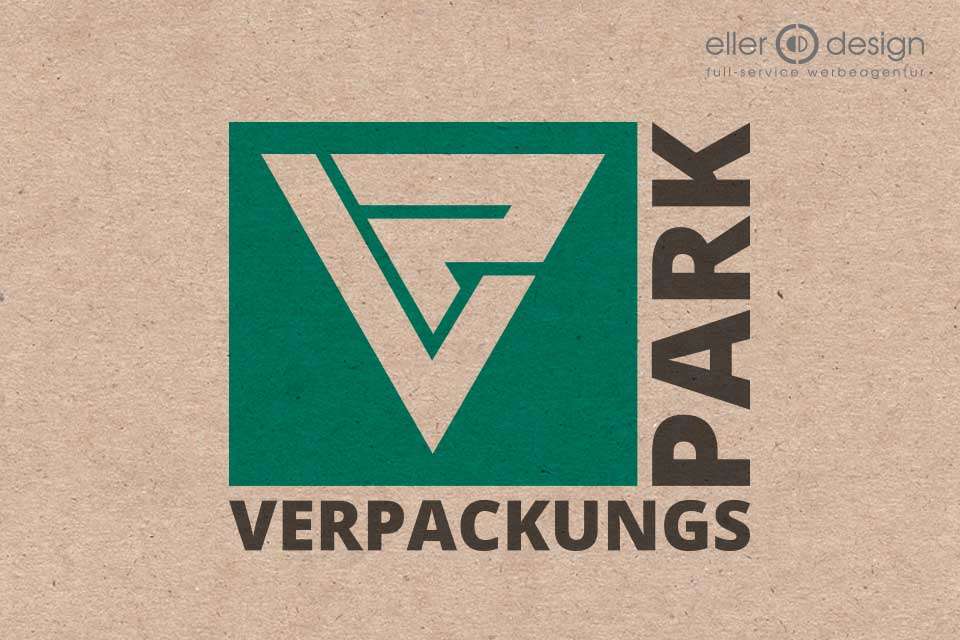 Verpackungspark-Plattling-eller-design Verpackungspark Logo auf Kartonhintergrund