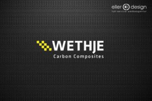 Logo auf Carbonhintergrund der Wethje Carbon Composite GmbH